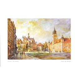 Beautiful print of a watercolor by Polish artist Wanda Maj-Adamczyk. Looking to the north we see the famous Kolumna Zygmunta III Wazy (Sigismund's Column) on the left and the Royal Castle on the right.  Suitable for framing.  Includes an envelope for mail