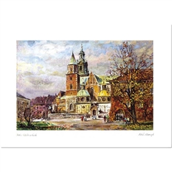 Beautiful print of a watercolor by Polish artist Michal Adamczyk.  Wawel Cathedral is the burial place for Polish kings and many famous Poles.  Suitable for framing.  Includes an envelope for mailing.  Packaged in clear resealable polypropylene.