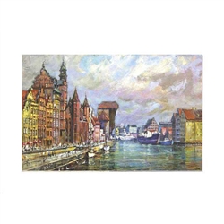 Beautiful print of a watercolor by Polish artist Michal Adamczyk. Looking north on the waterfront near Old Town.  Suitable for framing.  Includes an envelope for mailing.  Packaged in clear resealable polypropylene.