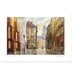 Beautiful print of a watercolor by Polish artist Wanda Maj-Adamczyk. Looking southeast towards the Royal Palace in the background.  Suitable for framing.  Includes an envelope for mailing.  Packaged in clear resealable polypropylene.
