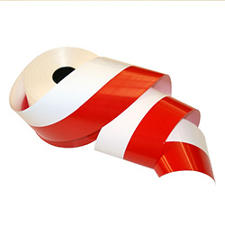 Red and white waterproof propylene ribbon featuring the colors of the Polish flag.  Extra wide 4" - 10cm.  Perfect for Polish heritage and genealogical displays, scrap booking, floral arrangements, patriotic displays, funeral arrangements, party decoratio