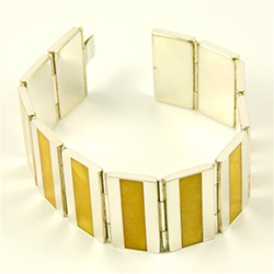 Amber and Silver hinged cuff bracelet