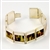 Multi-Color Mosaic Amber and Silver Hinged Cuff Bracelet