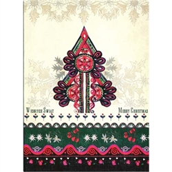 A beautiful glossy Christmas card featuring a Goral parzenica design Christmas tree 
Cover greeting in Polish and English