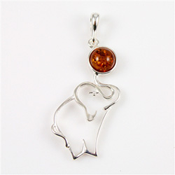 Sterling Silver and Baltic amber elephant.