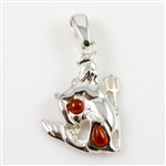 Hand made Cognac Amber Aquarius pendant with Sterling Silver detail.  January 20 - February 18