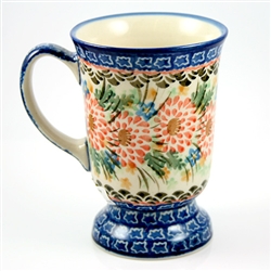 Polish Pottery 8 oz. Pedestal Mug. Hand made in Poland. Pattern U1792 designed by Maria Starzyk.