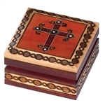 Polish Cross Box, Brass inlaid. Great Communion or Confirmation gift,  Perfect size for a rosary.