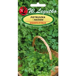 Parsley - Pietruszka Naciowa Petroselinum crispum Imported from Poland. Flat Leaved Parsley Aromatic variety with smooth, rich in vitamins leaves. Plenty of leafy plants resistant to low temperatures - can overwinter in the soil, sowing seeds from March