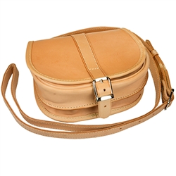 Hand made natural leather purse with shoulder strap hand made in Poland. Three compartments, one with a zipper. Business card holder in one compartment.  Fine supple natural leather and high quality Polish craftsmanship.