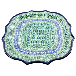 Polish Pottery 10.5" Fluted Luncheon Plate. Hand made in Poland. Pattern U114 designed by Maryla Iwicka.