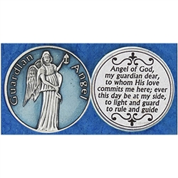 Guardian Angel Blue Enamel Pocket Token (Coin). Great for your pocket or coin purse.