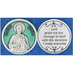 Saint Jude Green Enamel Pocket Token (Coin). Great for your pocket or coin purse.