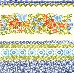 Polish Folk Art Luncheon Napkins (package of 20) - 'Blueberries and Butterflies'.  Three ply napkins with water based paints used in the printing process.