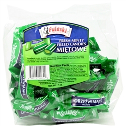 Individually wrapped filled refreshing mint candies.
 
About 27 candies per bag.