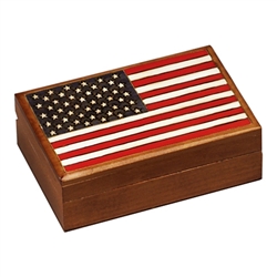 Accurate hand burned replica, featuring all 50 stars and 13 stripes. Hand stained, lacquered finish.
