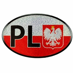 Medium size waterproof indoor/outdoor sticker perfect for a heritage room display or elsewhere. PL are the designated letters for Poland in Europe. This is a nice thicker sticker.