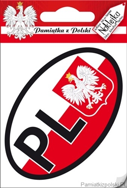 Plastic sticker for your car bumper.  PL are the designated letters for Poland in Europe.