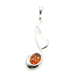 Musical Note Amber And Silver Pendant