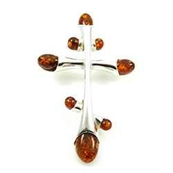 Orthodox Silver And Amber Cross