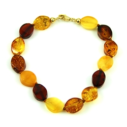 Multi-Colored Knotted Amber Bracelet