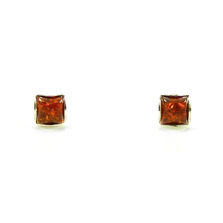 Baltic Amber stud earrings with Sterling Silver detail.