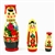 This cute 3 piece nesting doll is from the village of Semyonov, Each of the pieces are brightly painted and cheerfully drawn. The tallest boy is 8 inches tall. The boy doll opens to a boy, then a smaller boy.