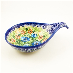 Polish Pottery 7" Condiment Dish. Hand made in Poland. Pattern U2454 designed by Irena Maczka.