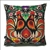 Beautiful stuffed folk design pillow. 100% polyester and made in Poland.  Back side of the pillow is solid black.  Zipper on one side for convenient cleaning.