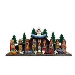 The Holy Family and in particular the Nativity is a popular theme in Polish folk art. The nativity is made of first quality materials, dry wood(linden) and the best quality paints. Mr Cichon carves and his wife paints all the sculptures made by her husban