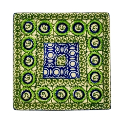 Polish Pottery 4" Wall Tile. Hand made in Poland. Pattern U114 designed by Maryla Iwicka.