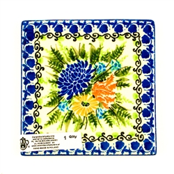 Polish Pottery 4" Wall Tile. Hand made in Poland. Pattern designed by a master artist.