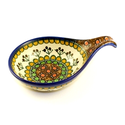 Polish Pottery 7" Condiment Dish. Hand made in Poland. Pattern U79 designed by Teresa Liana.