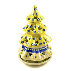 Polish Pottery 7" Votive Christmas Tree. Hand made in Poland and artist initialed.