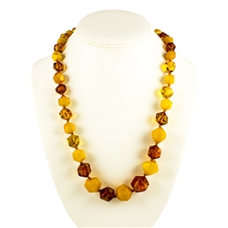 Simply stunning highly polished large faceted bead Baltic amber necklace, in a nicely balanced selection of color: Cream and Light Honey.