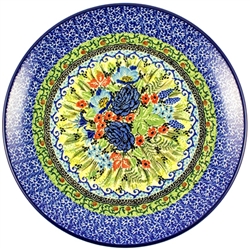 Polish Pottery 10.5" Dinner Plate. Hand made in Poland. Pattern U4627 designed by Teresa Liana.