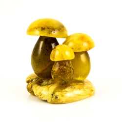 We are aware of only one artist in Poland making these delightful mushrooms from amber. Naturally shaped with pure raw Baltic amber.