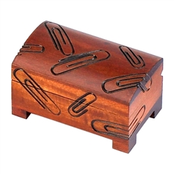 A perfect place for paper clips. Hand stained & hand carved motif on all sides.