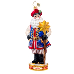 New for 2014. The Krakow Santa represents Poland in the Radko line.