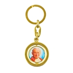 Sturdy metal key ring featuring the image of St. John Paull II.