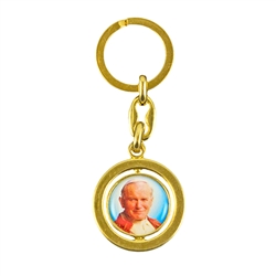 Sturdy metal key ring featuring the image of St. John Paull II.
