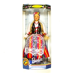 Polish Barbie by Mattel. 1997 collectors edition - Dolls of the World Series. Brand new (previously owned) but never been removed from the box. This Barbie is wearing a traditional folk costume in a red striped skirt with a lace apron.