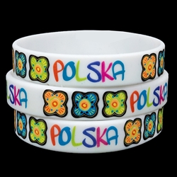 Polska (Poland) says it all. Medium size (8" - 20cm) wrist band with a little stretch.

*WARNING: Choking Hazard--Small Parts
 Not for children under 3 yrs.