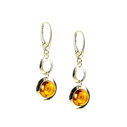 Cognac Amber Disc Dangle Earrings