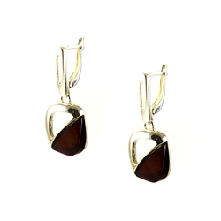 Cherry Amber Silver Earrings