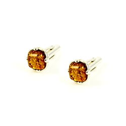 Amber Cuff Links - Rectangle Honey Stone