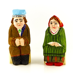 Hand carved and painted, our little couple is dressed in Swietokrzyski costume from southern Poland.