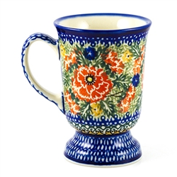 Polish Pottery 8 oz. Pedestal Mug. Hand made in Poland. Pattern U1758 designed by Teresa Andrukiewicz.
