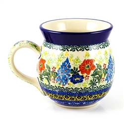 Polish Pottery 16 oz. Bubble Mug. Hand made in Poland. Pattern U4387 designed by Maria Starzyk.