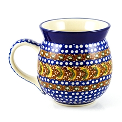 Polish Pottery 6 oz. Bubble Mug. Hand made in Poland. Pattern U159 designed by Anna Pasierbiewicz.